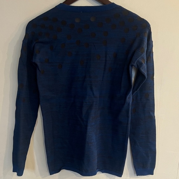 BELA NYC Women’s Dark Blue Polkadot Pima Cotton Blend Crewneck Sweater Size S - Picture 2 of 5